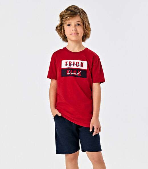 Conjunto Infantil Camiseta Com Bermuda Trick Nick Vermelho