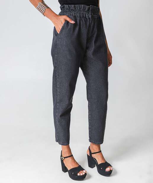 Calça Jeans Feminina Clochard Bolsos Preto