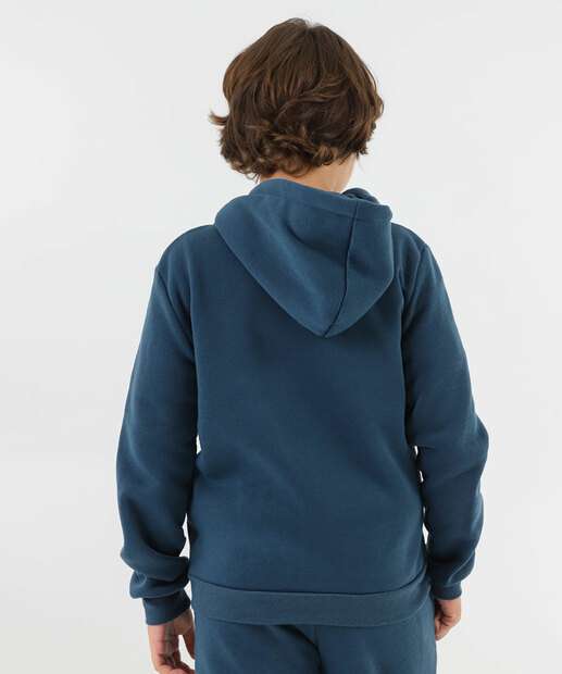 Casaco Juvenil Moletom Flanelado Capuz Marisa Tam 10 a 16 Azul