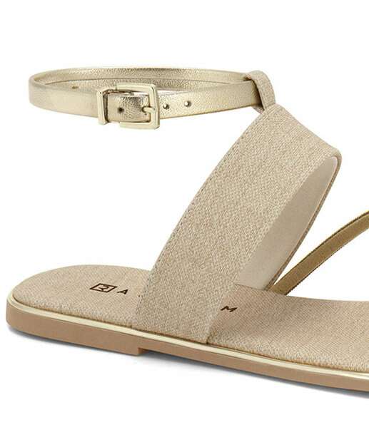 Sandália Feminina Rasteira Strass Ramarim Dourado
