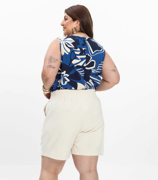 Bermuda Feminina Plus Size Secret Glam Bege