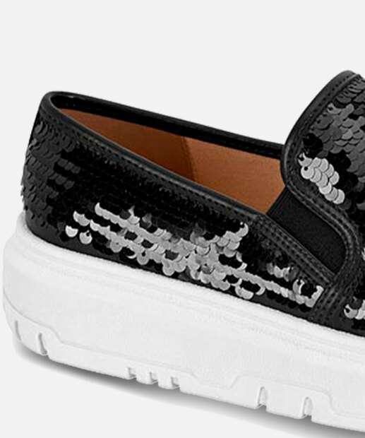 Tênis Slip On Feminino Flatform Paetê Vizzano