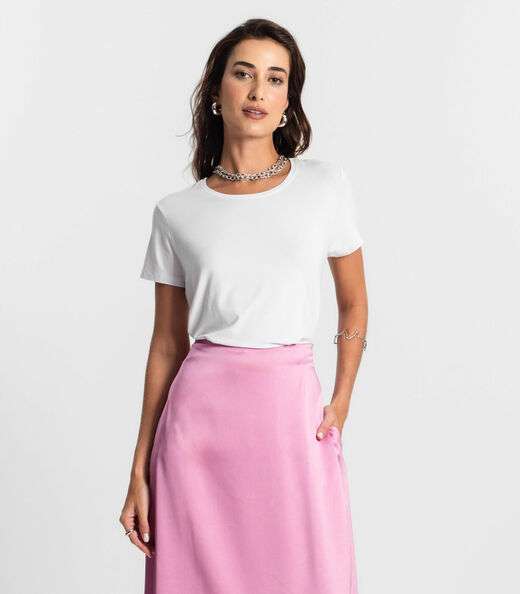 Blusa Feminina manga Curta KO Branco