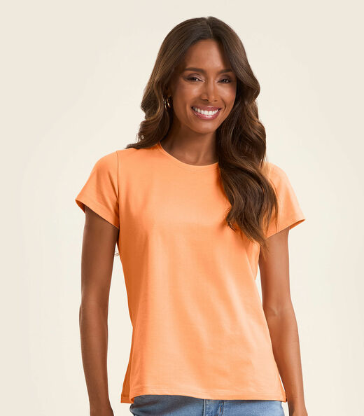 Blusa Feminina Cotton Leve Básica Rovitex Laranja