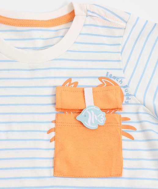 Conjunto Infantil Estampa Caranguejo Marisa Marisa Tam 1 a 3 Azul