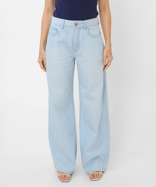 Calça Jeans Wide Leg Feminina Marisa Azul
