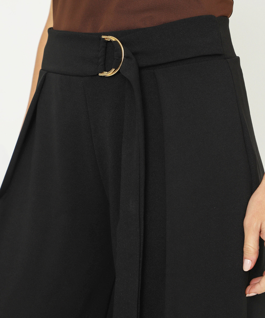 Calça Feminina Wide Leg Cinto Marisa Preto