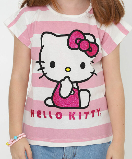 Blusa Infantil Estampa Hello Kitty Tam 4 a 10 Off White