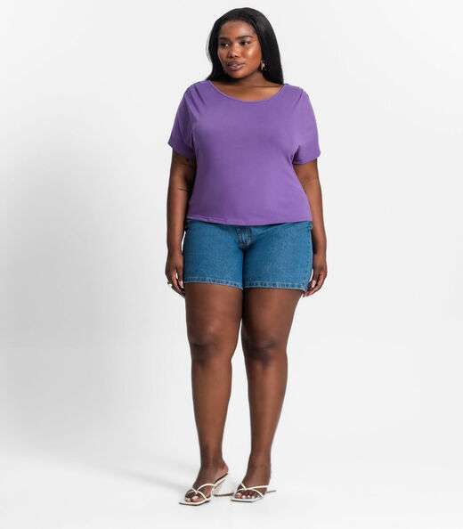 Blusa Lisa Plus Infinita Cor Roxo