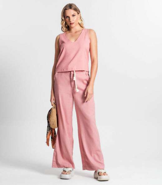 Calça De Linho Premium Feminina Endless Rosa