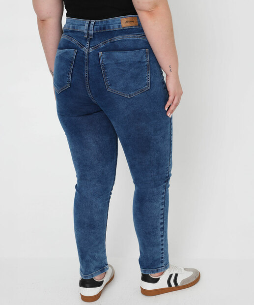 Calça Plus Size Feminina Skinny Jeans Sawary Azul