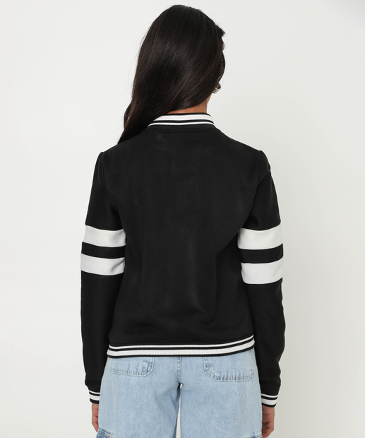 Jaqueta Juvenil Moletom Bomber Marisa Tam 10 a 16 Preto