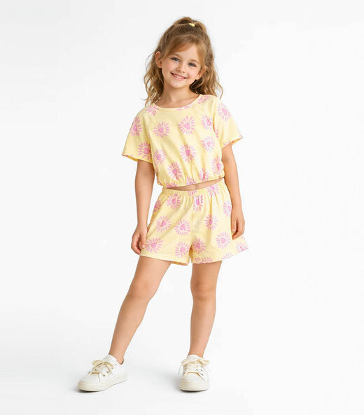 Conjunto Infantil Menina Blusa E Short Select Amarelo