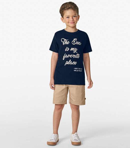 Conjunto Infantil Camiseta com Bermuda Trick Nick Azul Marinho