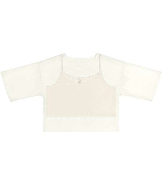 Blusa Feminina Com Cropped Chiffon Rovitex Bege