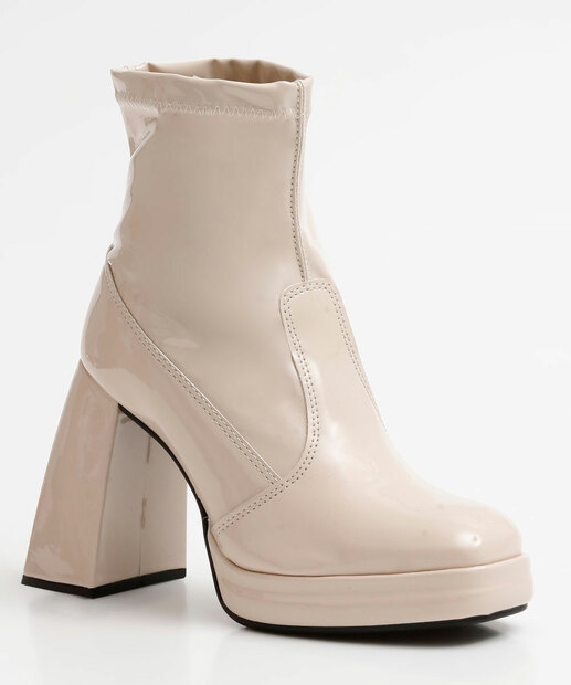 Bota Feminina Cano Curto Verniz Salto Grosso Beira Rio