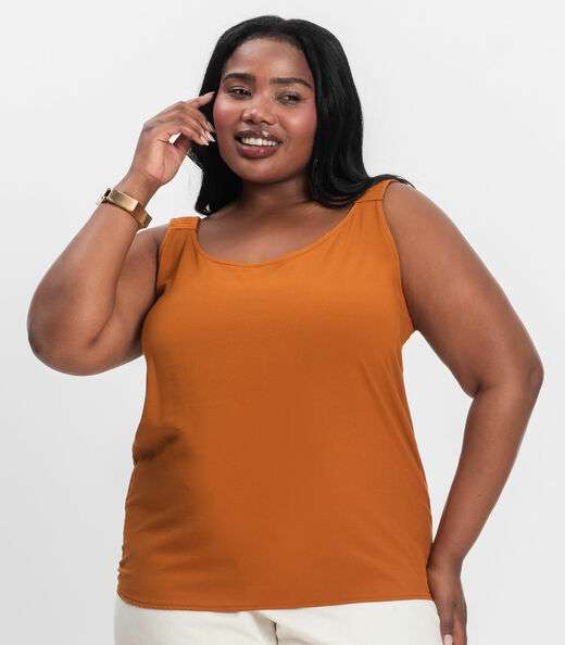 Regata Feminina Plus Size Infinita Cor Chocolate