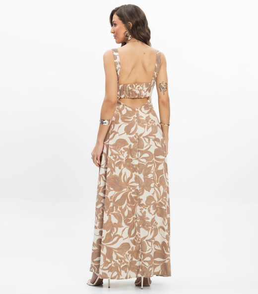 Vestido Midi em Linho Feminino Endless Marrom