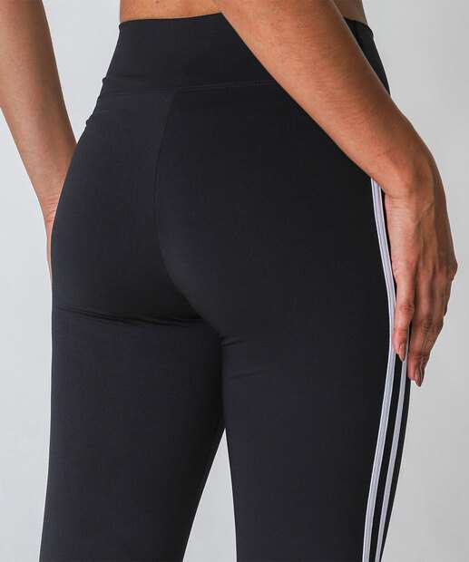 Calça Feminina Legging Listrada Fitness Marisa Preto