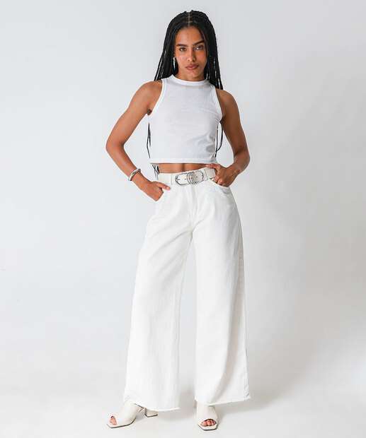 Image_Calça Sarja Wide Leg Feminina Strass Off White