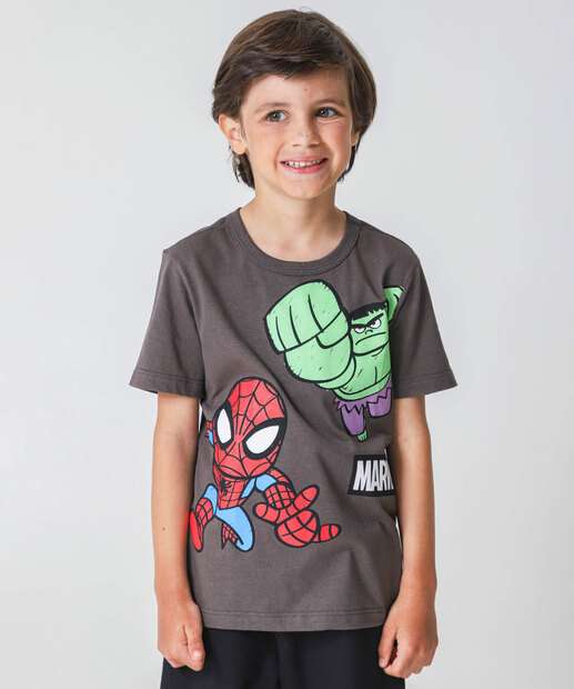 Conjunto Infantil Hulk Marisa Tam 4 a 10 Cinza