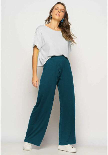Image_Calça Wide Leg Com Bolso Malha Verde Salvatore Fashion
