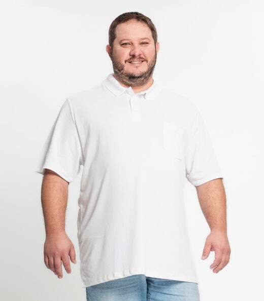 Camisa Polo Piquet Plus Size Masculina KO Branco