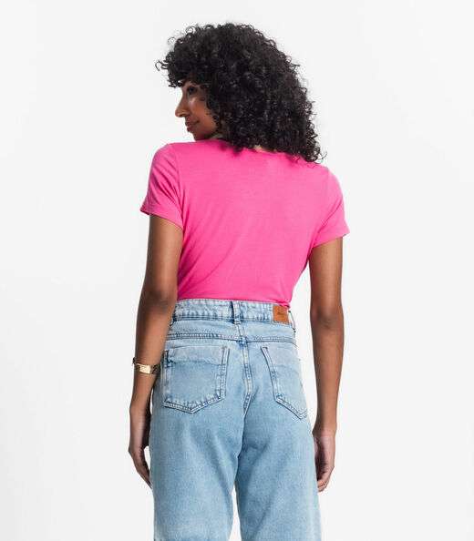 Blusa Feminina Viscotorcion Básica Rovitex Rosa