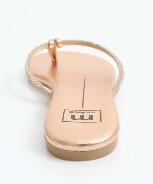 Rasteirinha Feminina Tiras Strass Moleca Rosê