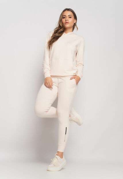 Conjunto De Moletinho Esportivo Com Casaco Capuz E Calça Jogger Marfim Salvatore