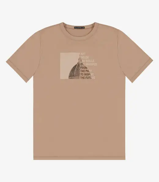 Camiseta Masculina em Meia Malha Diametro Marrom