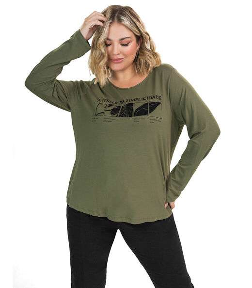 Blusa Manga Longa Viscotorcion Secret Glam Verde