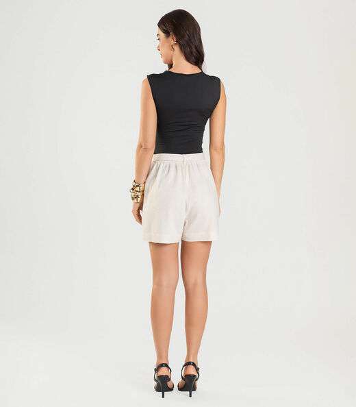 Shorts Feminino Com Cinto Dianna Bege