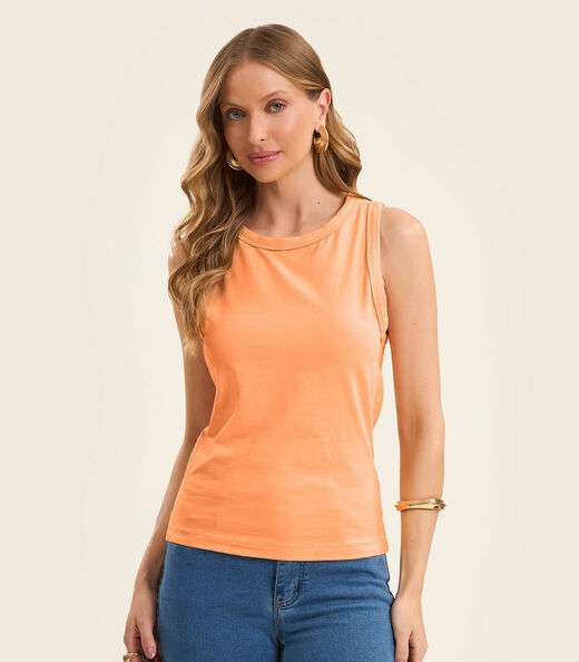 Regata Básica Feminina em Cotton Leve Rovitex Laranja