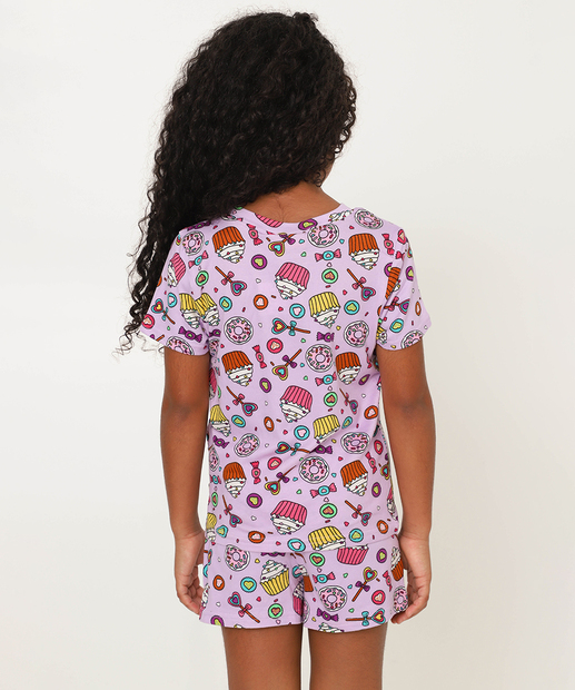 Pijama Infantil Estampa Doces Marisa Tam 4 a 12 Lilás