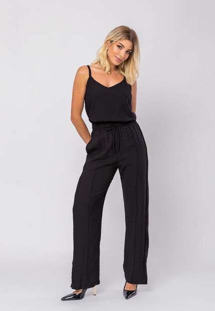 Conjunto Feminino Alfaiataria Regata E Calça Fenda Preto Salvatore
