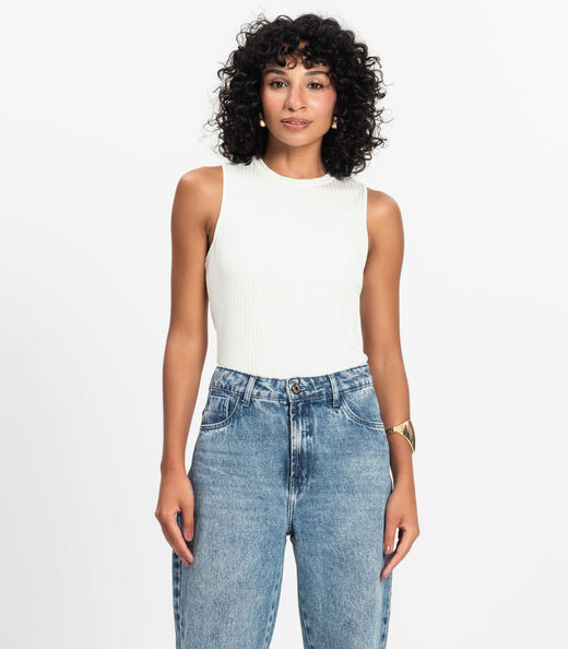 Regata Feminina Ribana Canelada Rovitex Bege