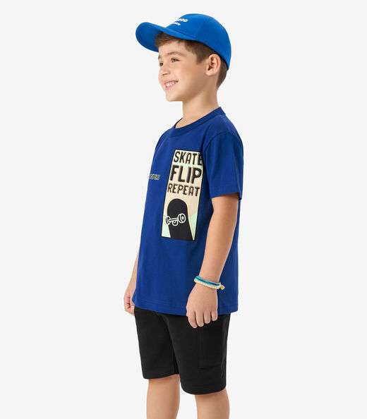 Conjunto Infantil Machão com Bermuda Rovi Kids Azul