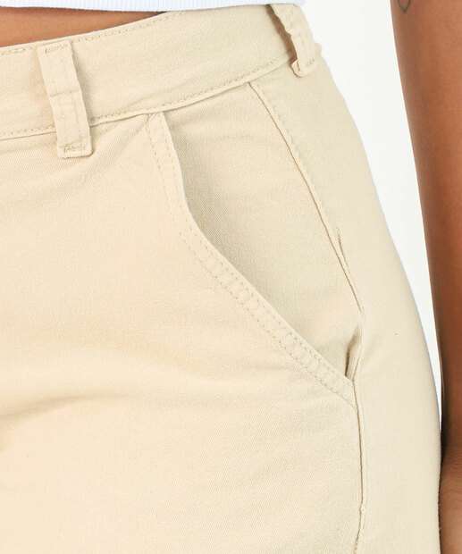 Bermuda Feminina Sarja Alfaiataria Bege