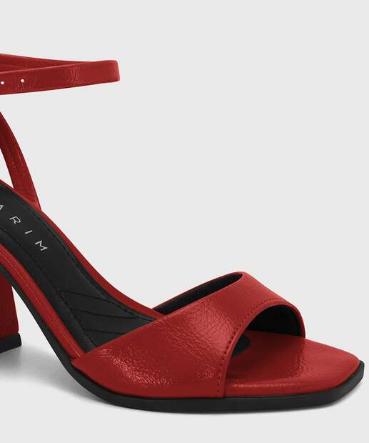Sandália Salto Grosso Feminina Spike Ramarim Vermelho