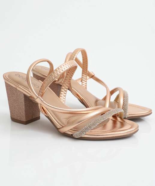 Sandália Salto Grosso Feminina Beira Rio Rosê