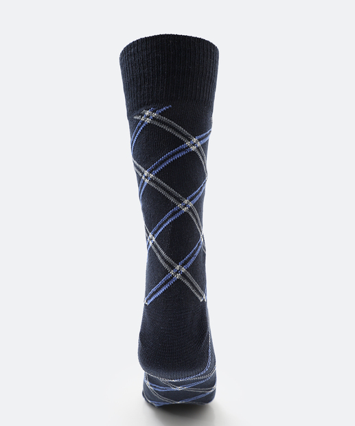 Meia Masculina Cano Longo Estampada MR Preta