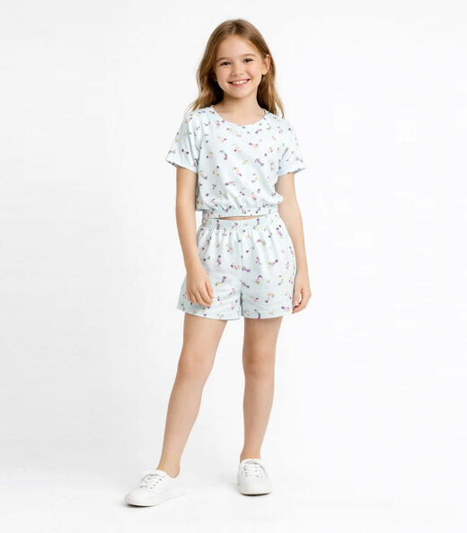 Conjunto Infantil Menina Blusa E Short Select Bege