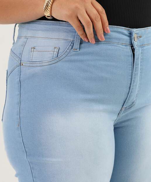 Calça Plus Size Feminina Jeans Push Up Skinny Azul