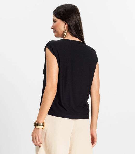 Blusa Feminina em Visco Creponada Rovitex Preto