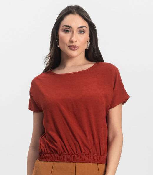 Blusa Feminina manga curta Infinita Cor Laranja
