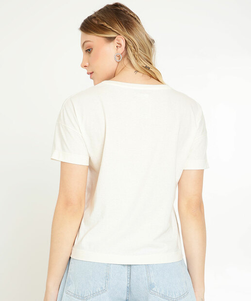 Blusa Feminina Bordado Coqueiros Manga Curta Marisa