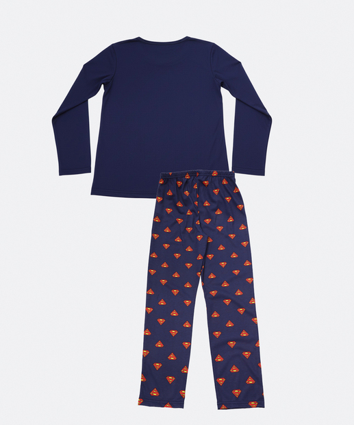 Pijama Juvenil Super Homem Warner Bros Tam 8 a 16 Azul