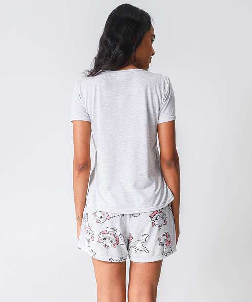 Pijama Feminino Estampa Marie Disney Cinza
