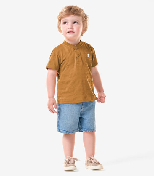 Conjunto Camiseta Com Bermuda Infantil Trick Nick Marrom